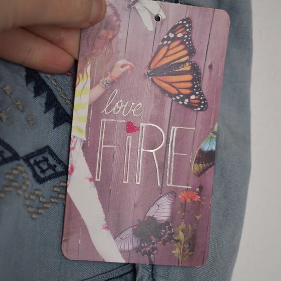 Boho Shorts Sz M Embroidered Chambray Tasseled Lounge Elastic Waist Beachy NWT - Picture 5 of 11